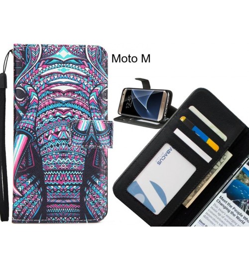 Moto M case 3 card leather wallet case printed ID