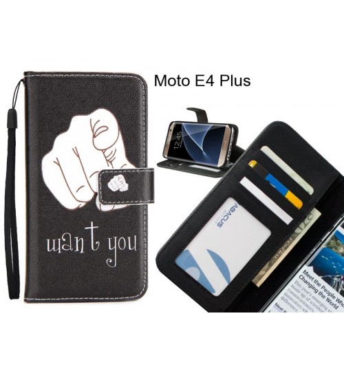 Moto E4 Plus case 3 card leather wallet case printed ID