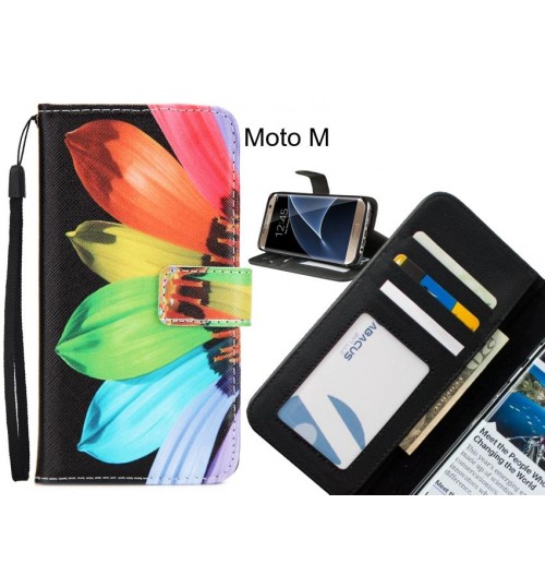 Moto M case 3 card leather wallet case printed ID