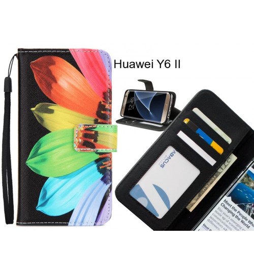 Huawei Y6 II case 3 card leather wallet case printed ID