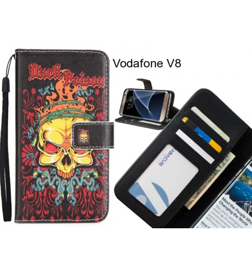 Vodafone V8 case 3 card leather wallet case printed ID