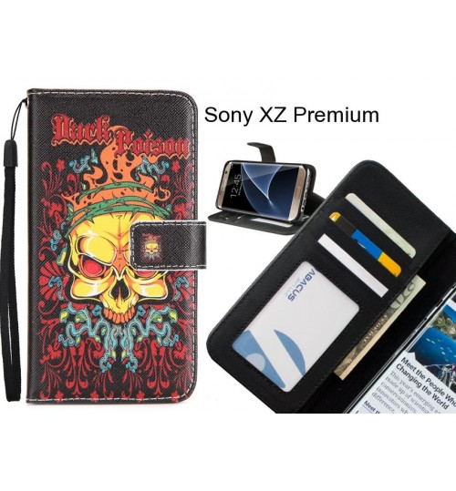 Sony XZ Premium case 3 card leather wallet case printed ID