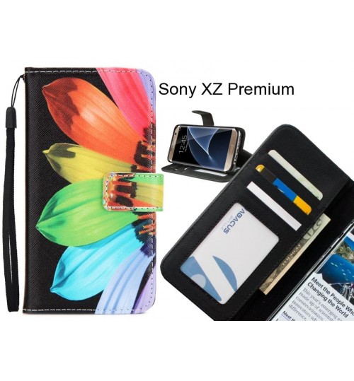 Sony XZ Premium case 3 card leather wallet case printed ID