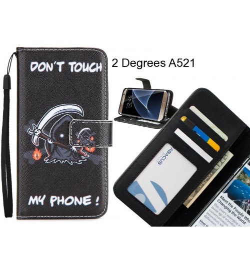 2 Degrees A521 case 3 card leather wallet case printed ID