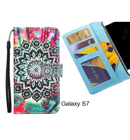 Galaxy S7 case 3 card leather wallet case printed ID