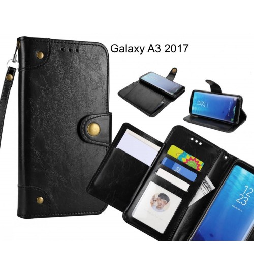 Galaxy A3 2017 Case Executive Multi Card Wallet Leather Case - Black