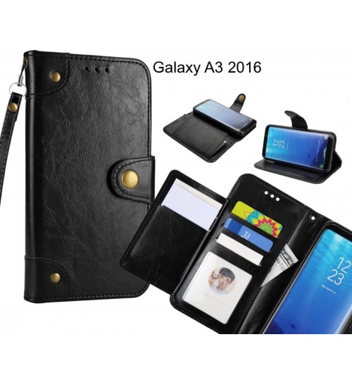 Galaxy A3 2016 Case Executive Multi Card Wallet Leather Case - Black