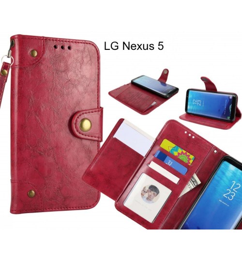Lg Nexus 5 Case Executive Multi Card Wallet Leather Case - Red