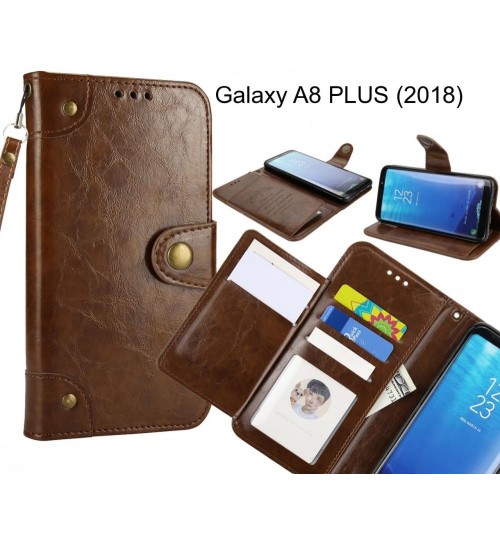 Galaxy A8 Plus (2018) Case Executive Multi Card Wallet Leather Case - Brown