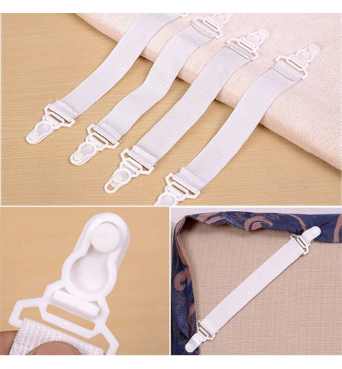 Global Bargains Bed Sheet Holder Grippers Straps Suspenders Elastic Fasteners Garter 4 Pcs