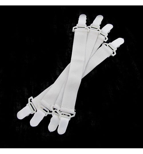 4 Pcs Home White Elastic Mattress Bed Sheet Grippers Straps Clips