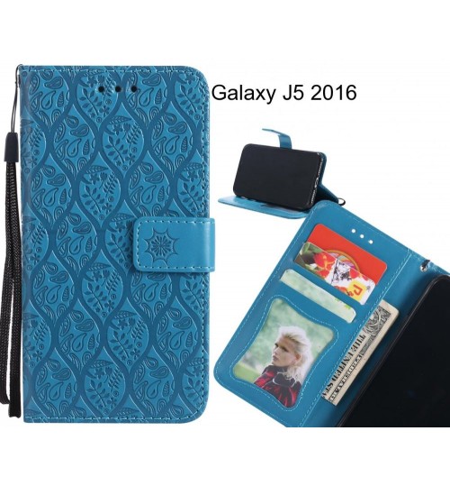 Galaxy J5 2016 Case Leather Wallet Case embossed sunflower pattern