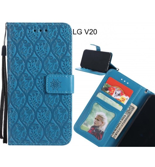 LG V20 Case Leather Wallet Case embossed sunflower pattern