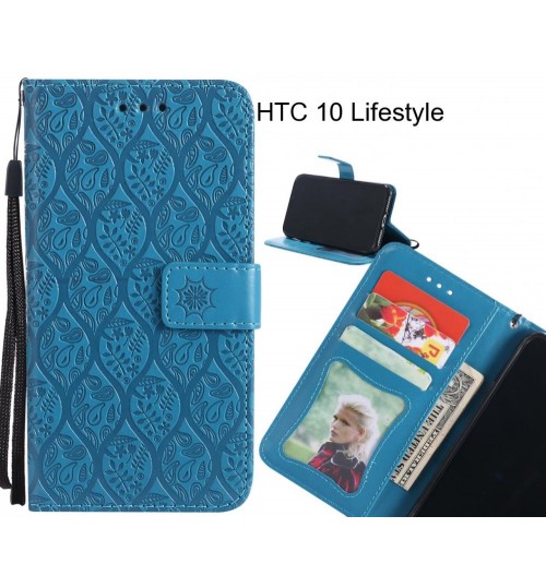 HTC 10 Lifestyle Case Leather Wallet Case embossed sunflower pattern