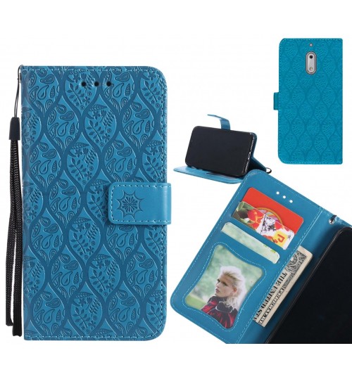 Nokia 6 Case Leather Wallet Case embossed sunflower pattern