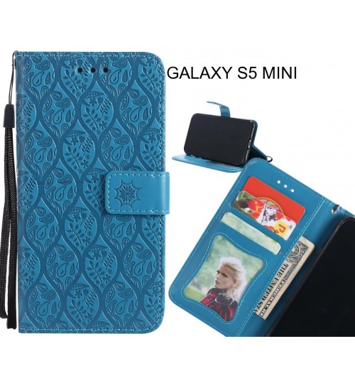 GALAXY S5 MINI Case Leather Wallet Case embossed sunflower pattern