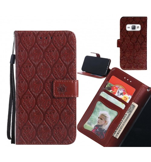 GALAXY J1 2016 Case Leather Wallet Case embossed sunflower pattern