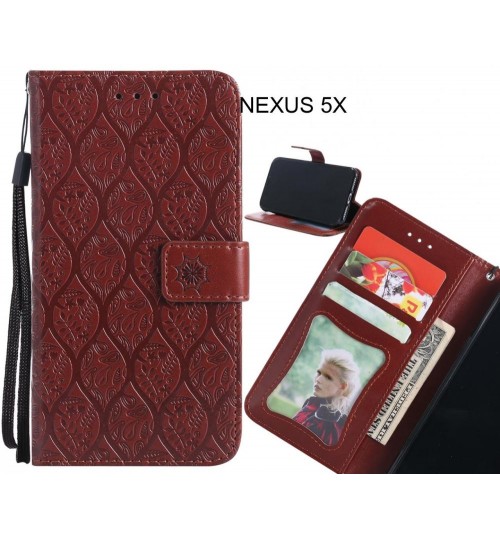 NEXUS 5X Case Leather Wallet Case embossed sunflower pattern
