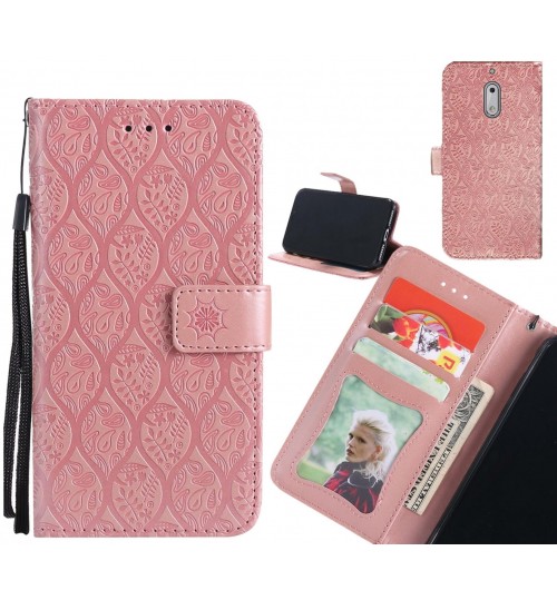 Nokia 6 Case Leather Wallet Case embossed sunflower pattern