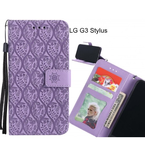 LG G3 Stylus Case Leather Wallet Case embossed sunflower pattern