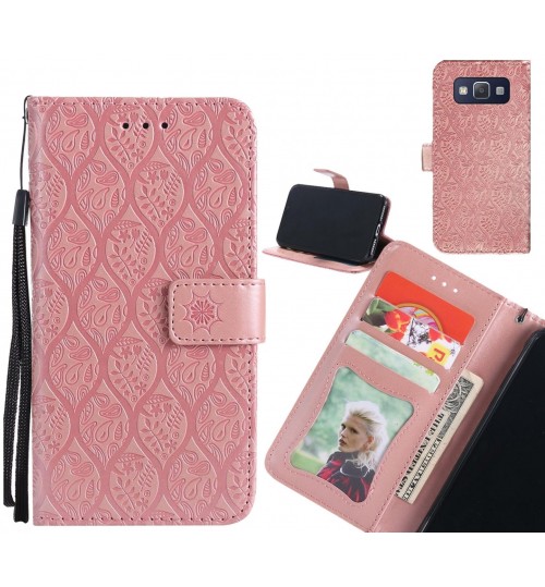 Galaxy A5 Case Leather Wallet Case embossed sunflower pattern