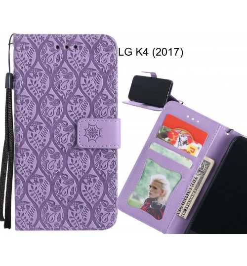 LG K4 (2017) Case Leather Wallet Case embossed sunflower pattern