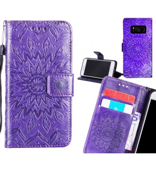 Galaxy S8 Case Leather Wallet case embossed sunflower pattern