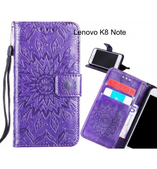 Lenovo K8 Note Case Leather Wallet case embossed sunflower pattern