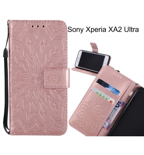 Sony Xperia XA2 Ultra Case Leather Wallet case embossed sunflower pattern