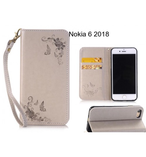 Nokia 6 2018 CASE Premium Leather Embossing wallet Folio case