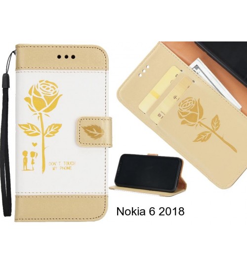 Nokia 6 2018 case 3D Embossed Rose Floral Leather Wallet cover case