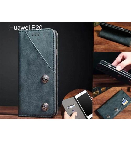 Huawei P20 Case ultra slim retro leather wallet case 2 cards magnet