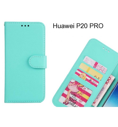 Huawei P20 Pro  Case Magnetic Flip Leather Wallet Case - Green