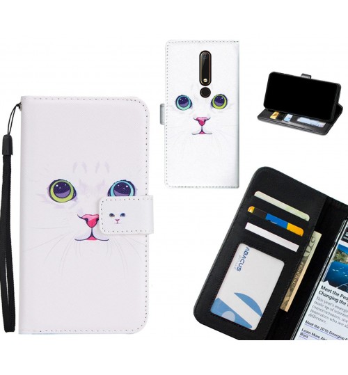 Nokia 6 2018 case 3 card leather wallet case printed ID