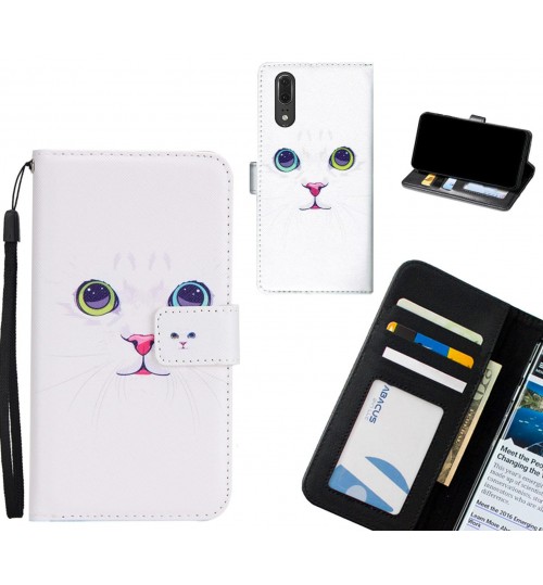 Huawei P20 case 3 card leather wallet case printed ID