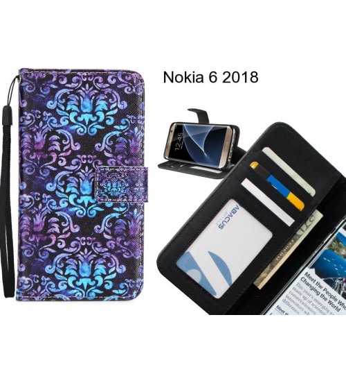 Nokia 6 2018 case 3 card leather wallet case printed ID