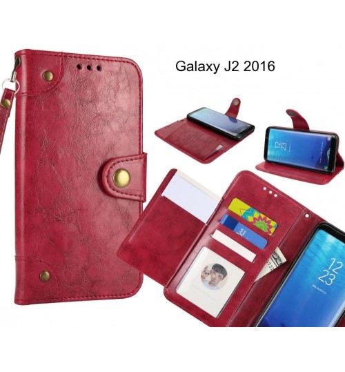 Galaxy J2 2016  Case Executive Multi Card Wallet Leather Case - Red