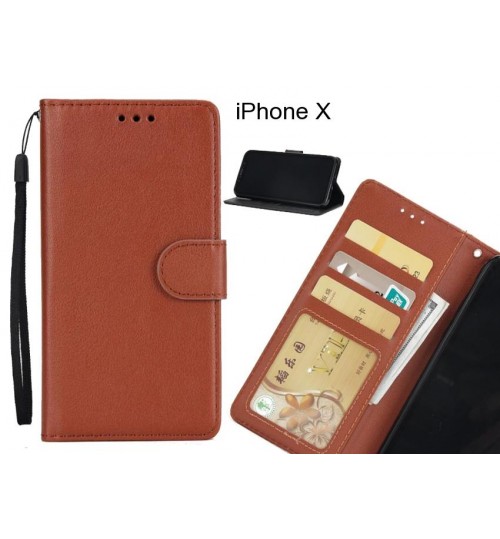 iPhone X  case Silk Texture Leather Wallet Case