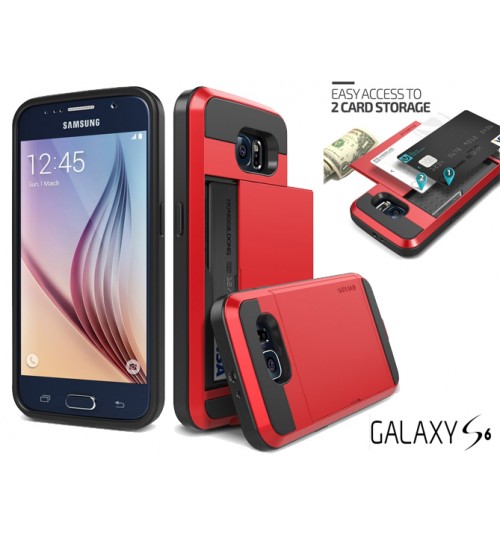 Galaxy S6 impact proof hybrid case card holder