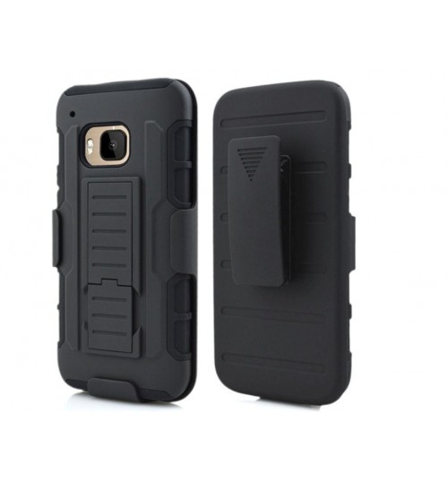 HTC M9 Hybrid armor Case+Belt Clip Holster