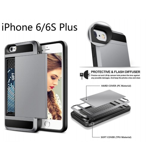 iPhone 6 6s Plus  impact proof hybrid case card holder