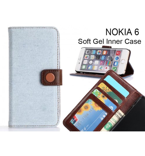 Nokia 6  case ultra slim retro jeans wallet case