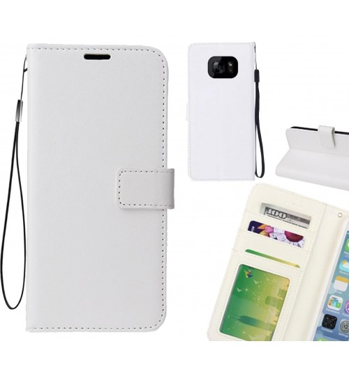 Galaxy S7 Edge Case Fine Leather Wallet Case - White