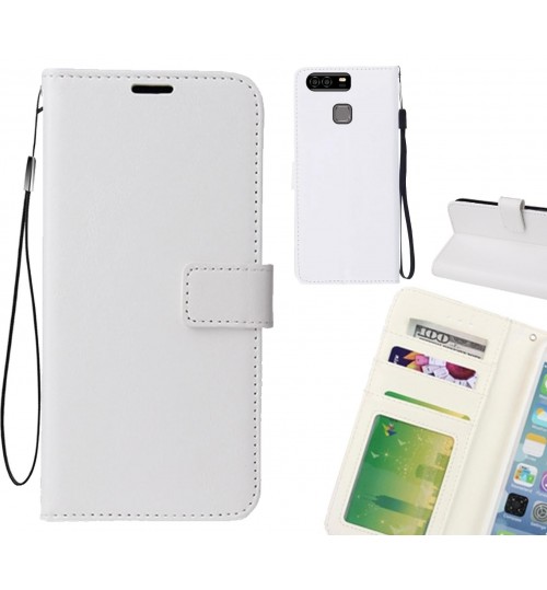 Huawei P9 Case Fine Leather Wallet Case - White