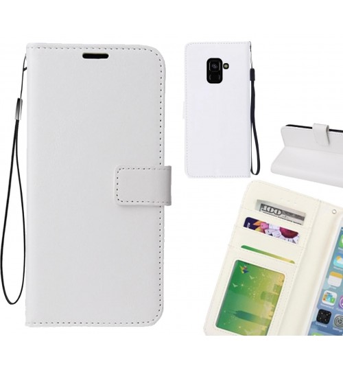 Galaxy A8 (2018) Case Fine Leather Wallet Case - White