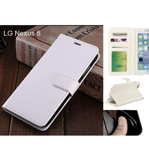 Lg Nexus 5 Case Fine Leather Wallet Case - White