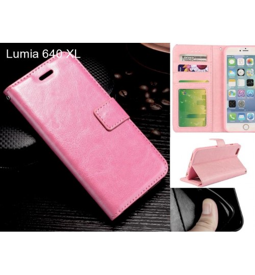 Lumia 640 Xl Case Fine Leather Wallet Case - Pink
