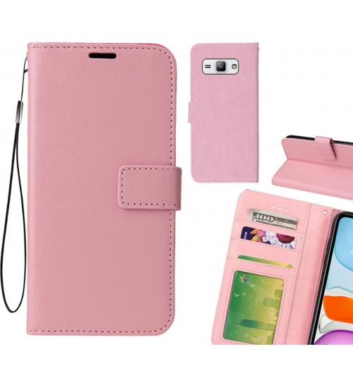 Galaxy J1 Ace Case Fine Leather Wallet Case - Pink