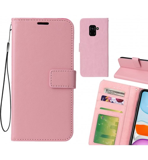 Galaxy A8 (2018) Case Fine Leather Wallet Case - Pink