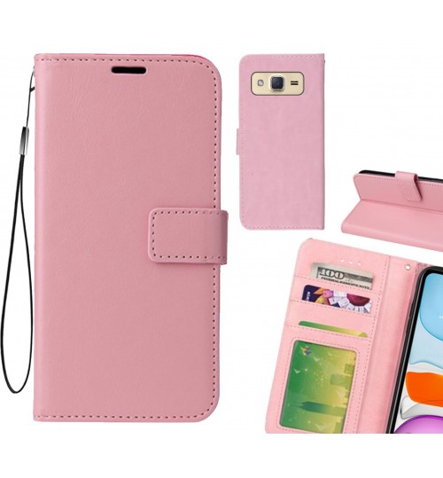 Galaxy J2 Case Fine Leather Wallet Case - Pink